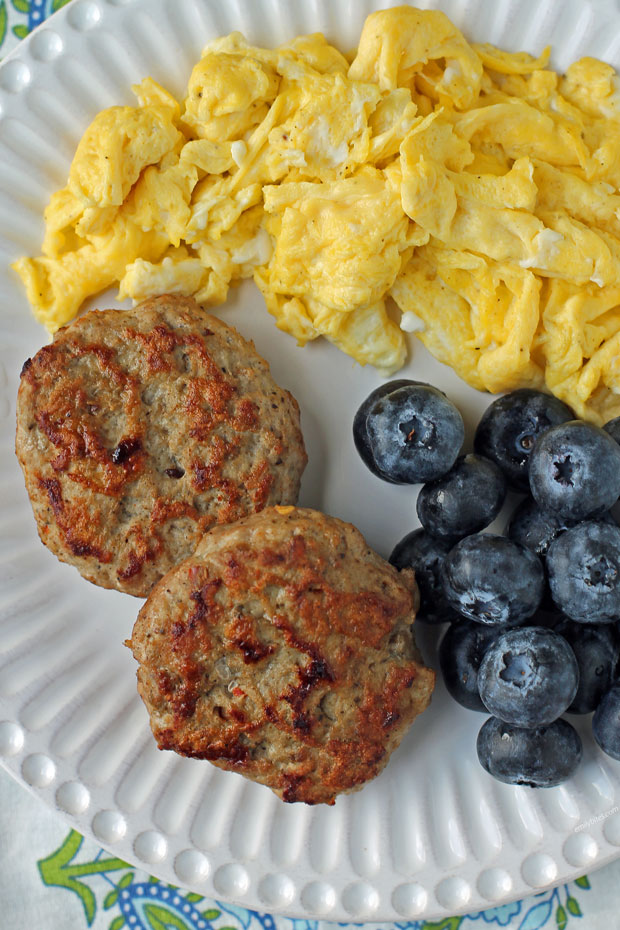 Turkey Breakfast Sausage patties with eggs