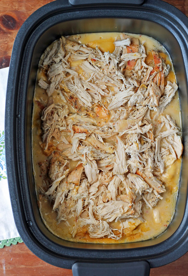 Slow Cooker Creamy Italian Chicken shredded