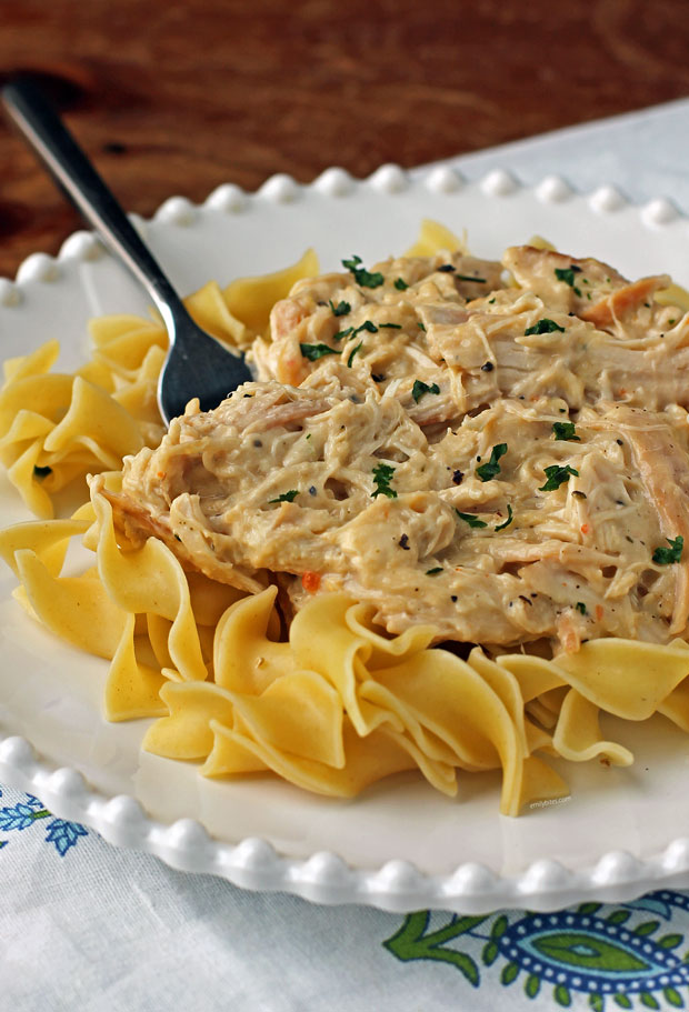 Slow Cooker Creamy Italian Chicken over pasta