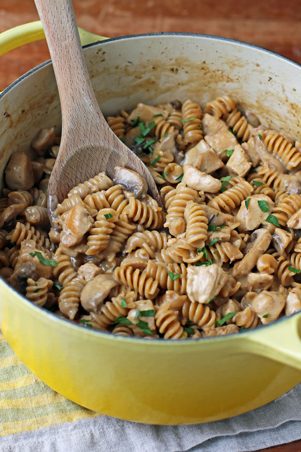Cream Chicken Marsala Pasta stirred