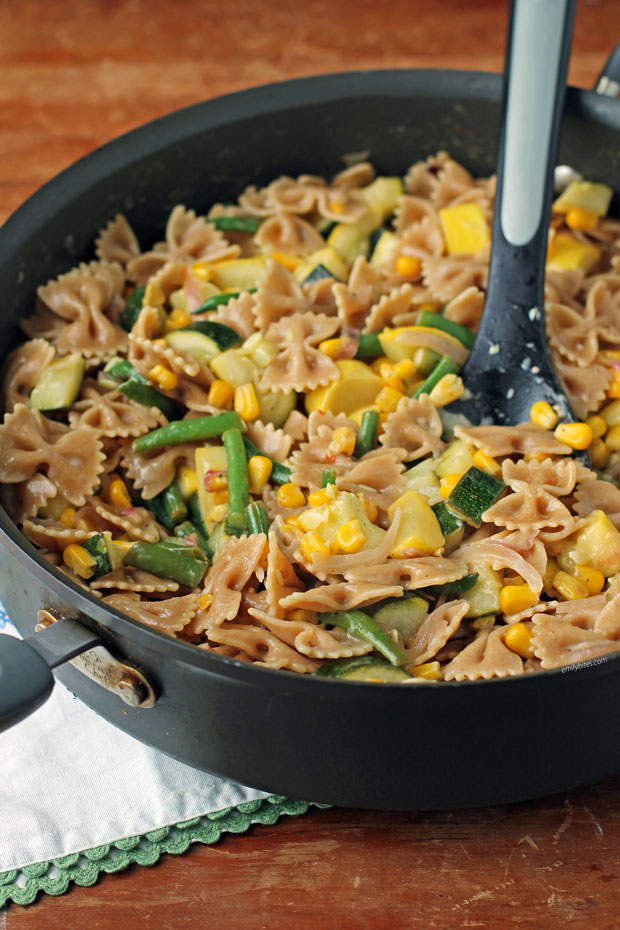 Summer Vegetable Pasta in a pan
