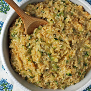 Cheesy Zucchini Rice overhead shot