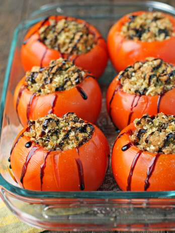Sausage Stuffed Tomatoes close up