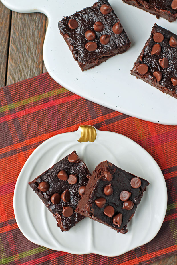 Fudgy Pumpkin Chocolate Brownies overhead shot