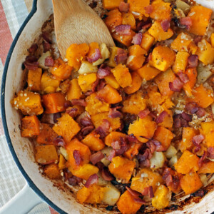 Bacon Butternut Squash Hash in a skillet