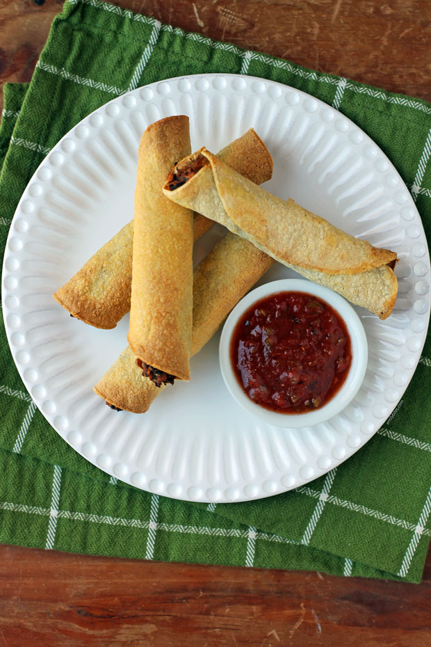 Black Bean taquitos overhead