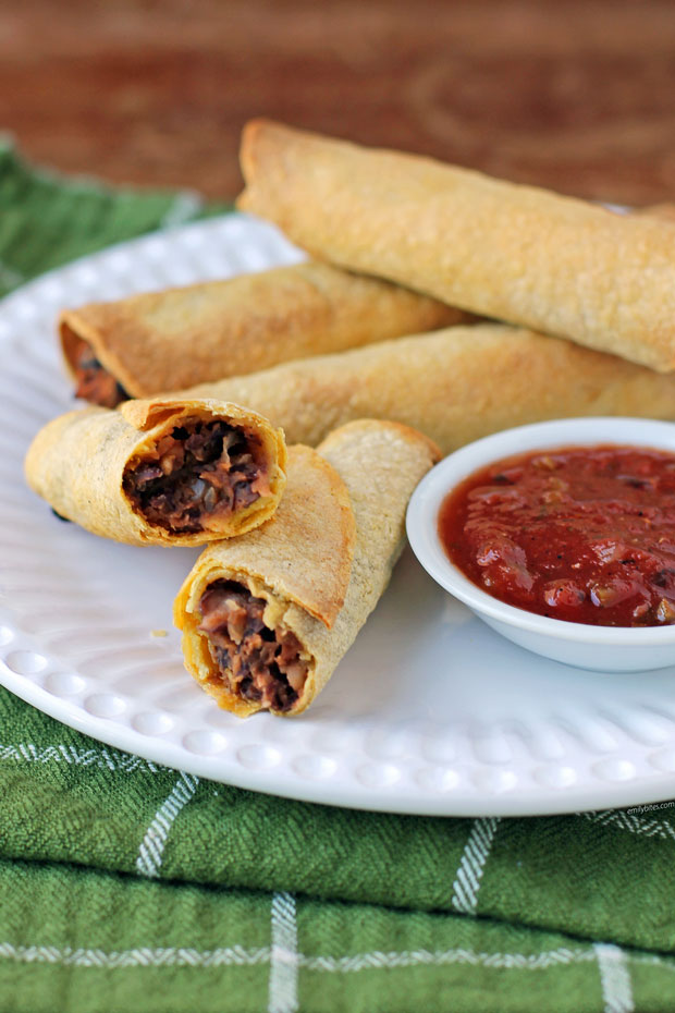 Black Bean Taquitos cracked open