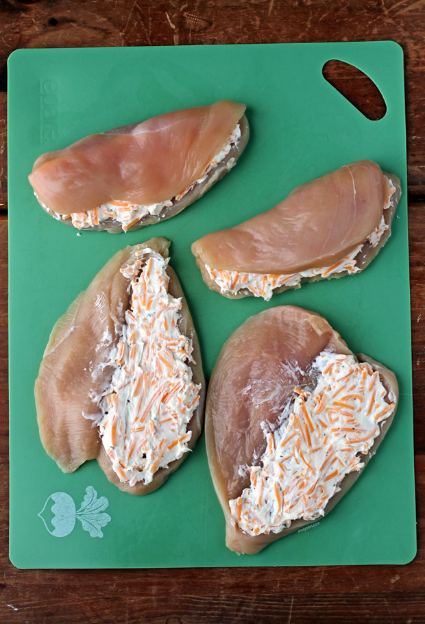 Cheesy Bacon Ranch Stuffed Chicken raw with filling