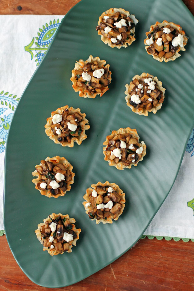 Goat Cheese Mushroom Tartlets on a platter