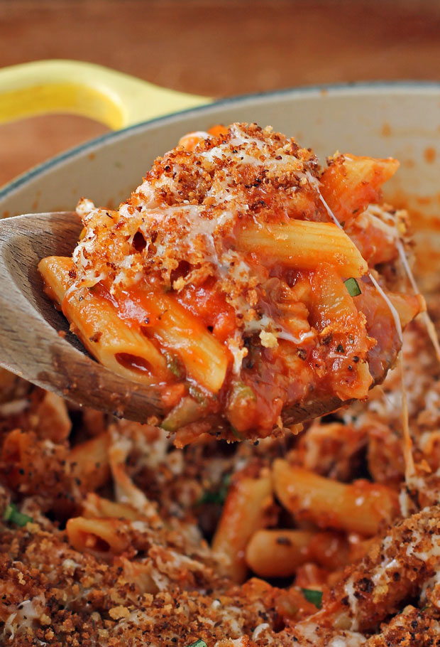 Big scoop of Chicken Parmesan Pasta
