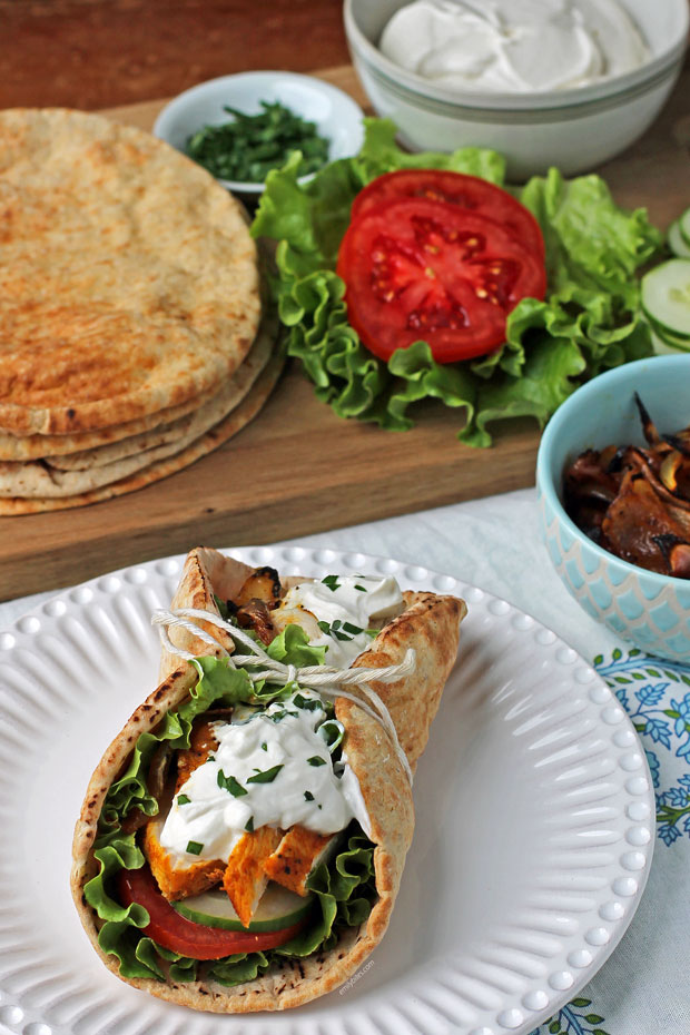 Chicken Shawarma Wrap with ingredients