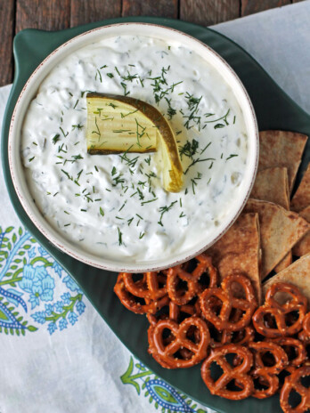 Dill Pickle Dip in a bowl