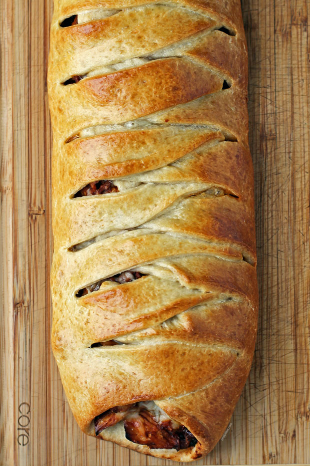 Barbecue Chicken Pizza Braid overhead