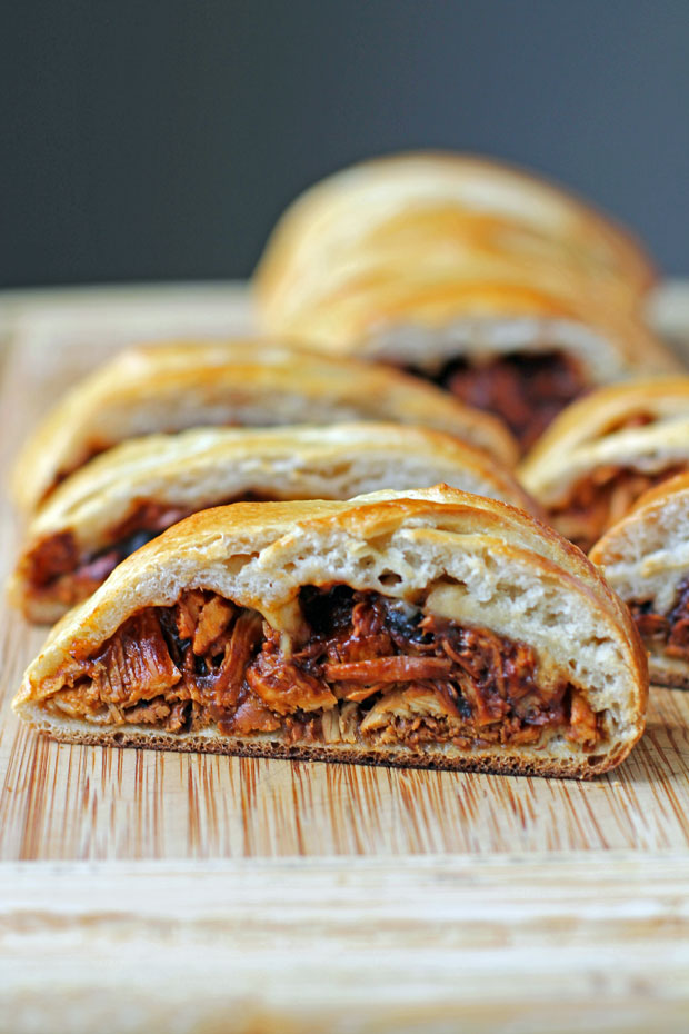 Barbecue Chicken Pizza Braid slice