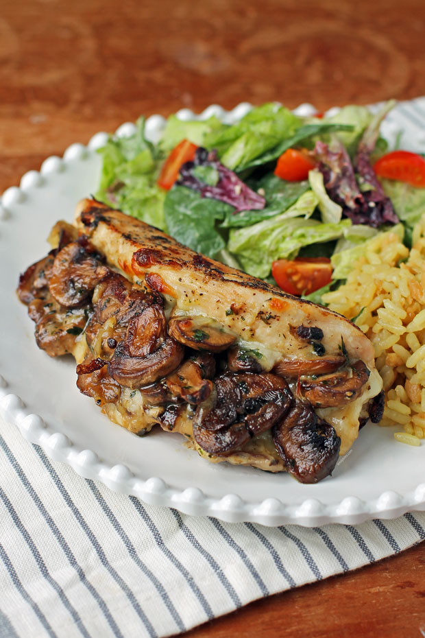 Mushroom and Mozzarella Stuffed Chicken close up