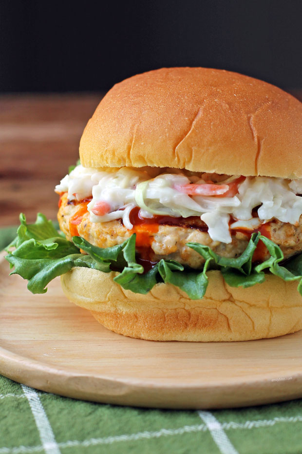 Buffalo Chicken Burger on a bun close up