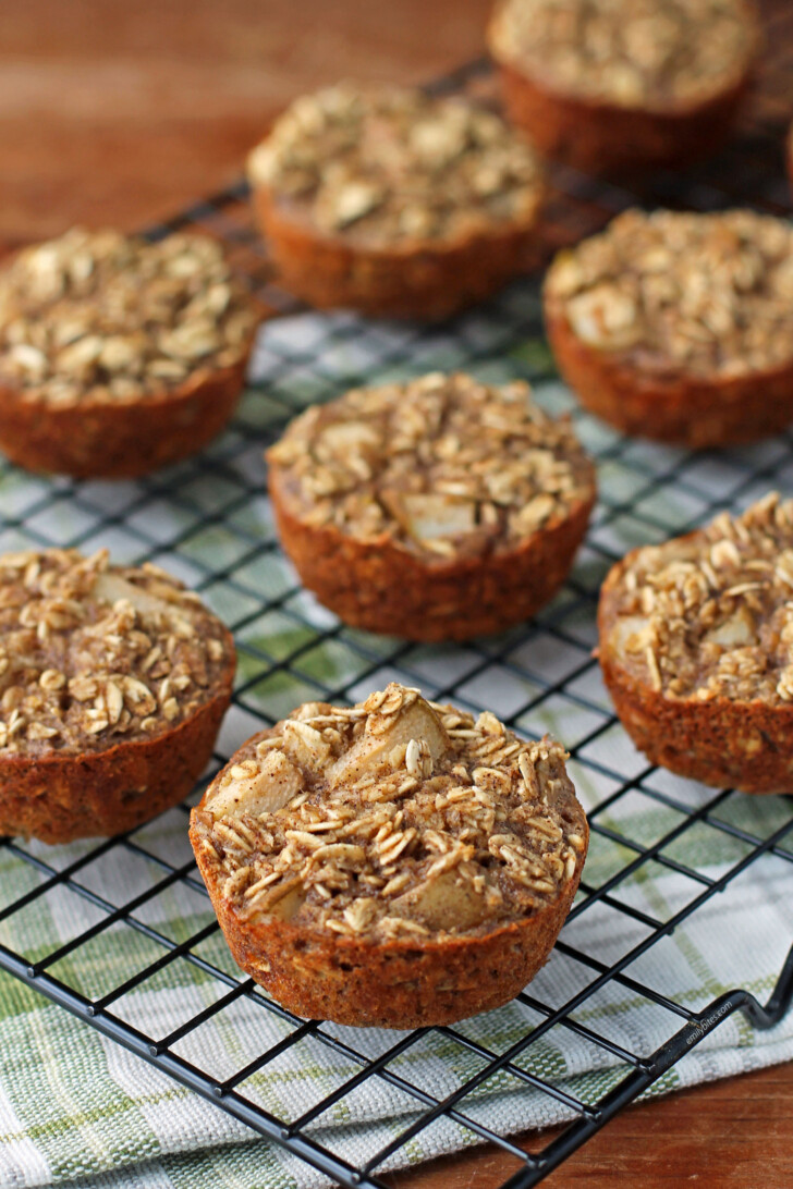 Chai Spiced Pear Baked Oatmeal Singles on a cooling rack