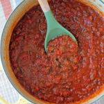 Weeknight Bolognese sauce in a pot