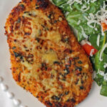 Crispy Garlic Parmesan Chicken breast close up