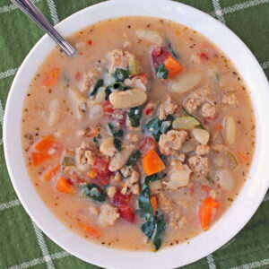 Italian Sausage and White Bean Soup in a bowl