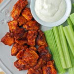 Spicy Buffalo Chicken Bites on a plate close up