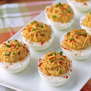 Cajun Deviled Eggs ready to serve
