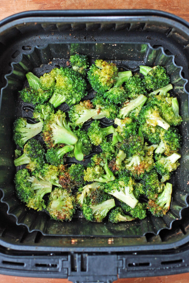 Air Fryer Garlic Parmesan Broccoli in the air fryer