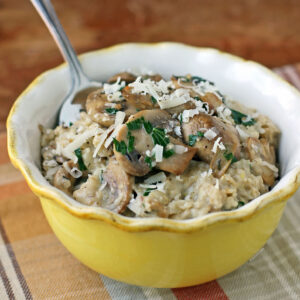 Savory Garlic Parmesan Oatmeal with Mushrooms in a bowl